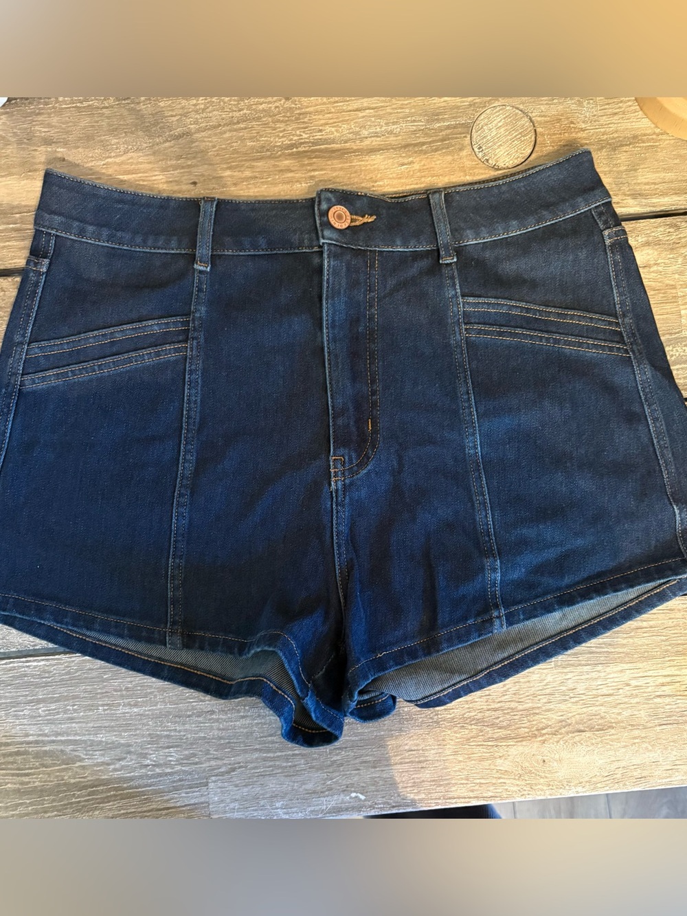 HALARA Dark Blue High-Rise Denim Shorts